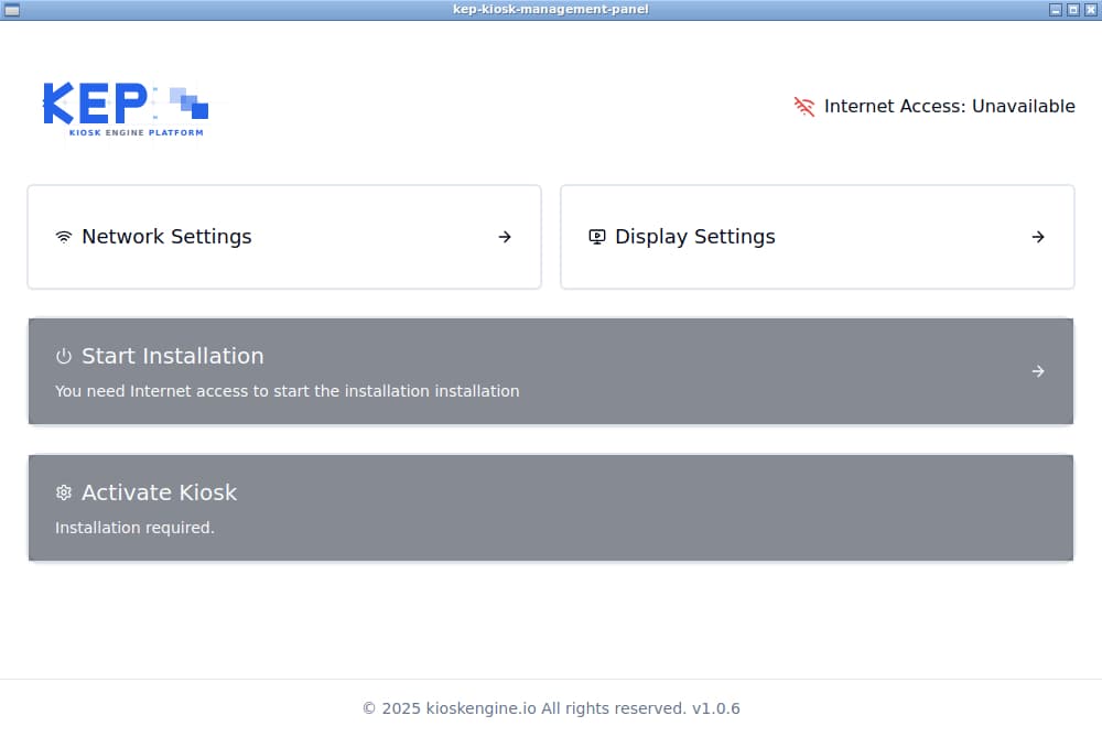 Boot into kepOS Configuration Panel